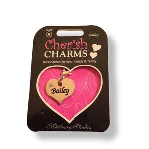 Cherish Charms BAILEY Name Bracelet Charm NEW NWT Silvertone Silver‎ Tone